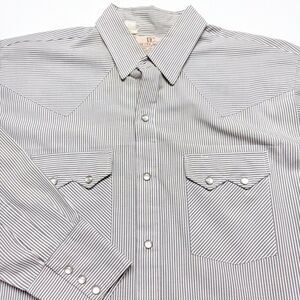 Dee Cee Shirt Mens 17 34 Gray White Stripe Western Pearl Snap Cowboy‎ Southwest